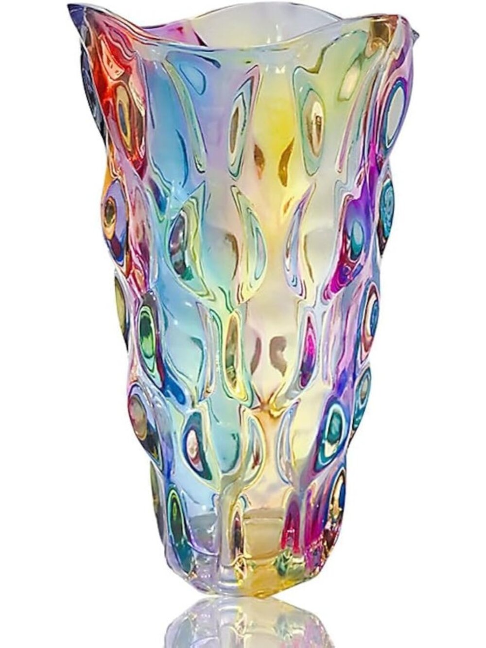 9.5 Inch Sparkle Color Heavy Glass Flower Vase Bohemian Style Perfect Home Dec